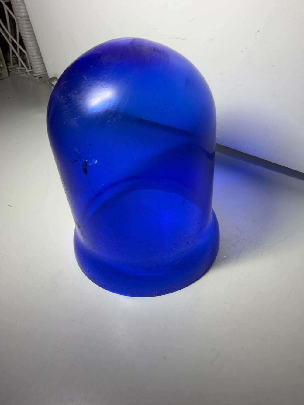 Vintage Cobalt Blue Glass Industrial Light Cover Globe - Picture 3 of 9